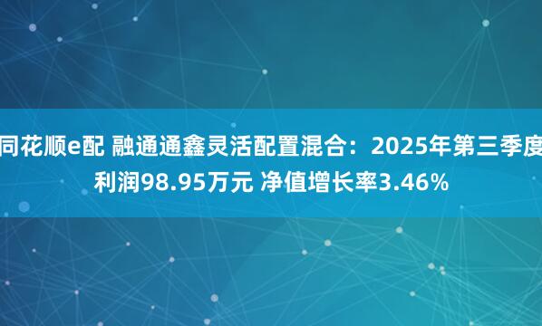 同花顺e配 融通通鑫灵活配置混合：2025年第三季度利润98.95万元 净值增长率3.46%