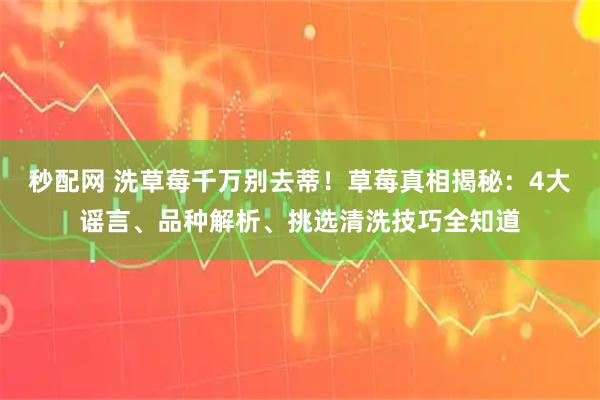 秒配网 洗草莓千万别去蒂！草莓真相揭秘：4大谣言、品种解析、挑选清洗技巧全知道